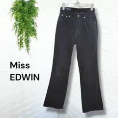 4531【Miss EDWIN】コーデュロイフレアパンツ ブラック 秋冬