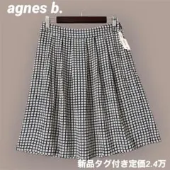 新品タグ付 アニエスベー モノトーン 小花柄 タック フレアスカート 38 黒のサムネイル