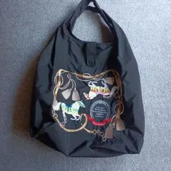 馬の刺繍 トートバッグ 黒