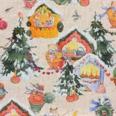 【ハギレ】acufactum 生地55cm×19cm「クリスマスツリーと動物」
