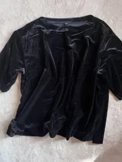 UNIQLO ベロア プルオーバー 5分袖 M 黒