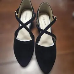 ameller ブラック ストラップ パンプス