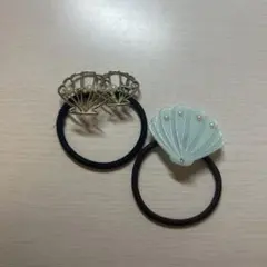 貝殻デザインのヘアゴム2個セット