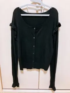 ZARA 長袖カーディガン　袖フリル　オフィスカジュアル対応♪