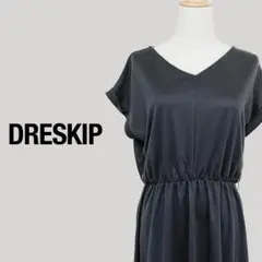 ドレスキップ レーヨン混ロングワンピース M ブラック Vネック半袖春夏のサムネイル