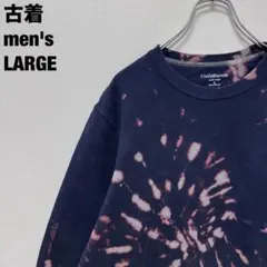 Croft&Barrow スウェット ブリーチ タイダイ 奇抜 ネイビー L古着
