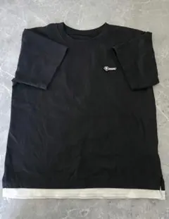 キッズTシャツ ブラック 裾レイヤード風のサムネイル