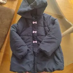 エニィファム　リボン付きネイビー中綿コート 120サイズ