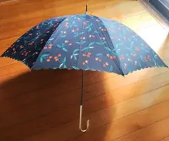 ❮美品/即日匿名配送❯ Wpc. ネイビー 可憐なさくらんぼ柄 長傘