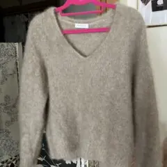 BEAUTY & YOUTH ベージュ Vネックセーター