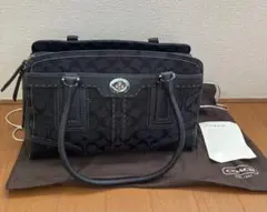 COACH コーチ シグネチャー柄 ハンドバッグ 黒