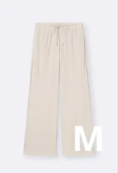 【GU・新品・M size】リブプルオンパンツ　ナチュラル