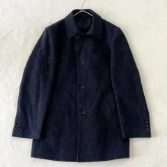 COMME CA MEN コート ツイード 毛ウール ネイビー サイズM