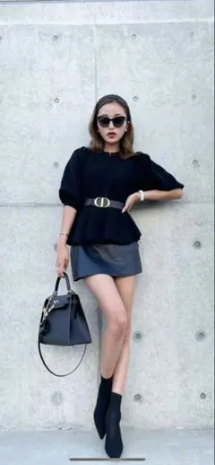 sheller シェリエ　千鳥柄ペプラムトップス sheller】チェック ツイード ペプラムトップス トップス 秋服