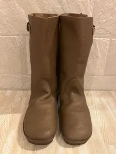 【値下げ】koos コース　ブラウンレザーミドル丈ブーツ バックル付き