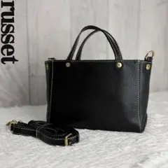 美品♡russet ラシット ロゴボタン レザー 2wayトートバッグ ブラック