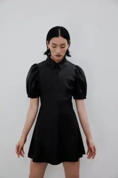 ZARA ブラックパフスリーブミニワンピース
