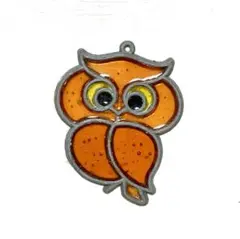 昭和レトロ フクロウ　オーナメント　ふくろう　梟　ステンドグラス風