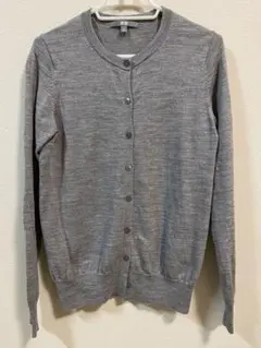 ユニクロ　UNIQLO ウール　グレー 長袖 カーディガン 前面ボタン付き