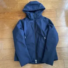 ダークブルー フード付き洗える、中綿入りジャケット