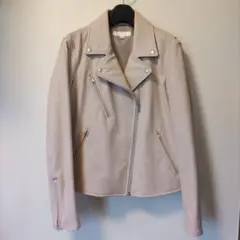 ユニクロ UNIQLO 薄ピンクシングルライダースジャケット M