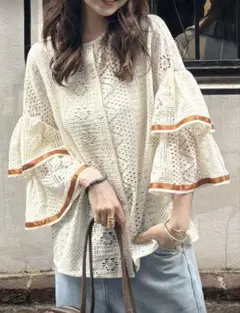 FRIFUL レースフレアスリーブ ブラウス