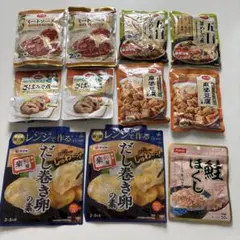 食品11点　コープ　ミートソース、釜飯、鯖味噌、麻婆豆腐、だし巻き、さけのサムネイル