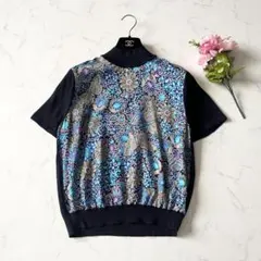 極美品 近年 レオナール カットソー ニット トリム 花 刺繍 ビジュー