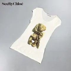 シーバイクロエ 半袖ベアープリントTシャツ ホワイト サイズ38*FD206
