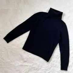 エンスウィート　タートルネックセーター　長袖ニット　シンプル　ブラック　M　毛