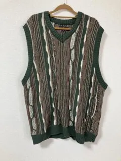 ヴィンテージライクジャガードストライプVネックニットベスト