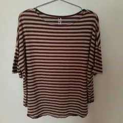 LAKOLE ボーダーTシャツ ブラウン×ベージュのサムネイル