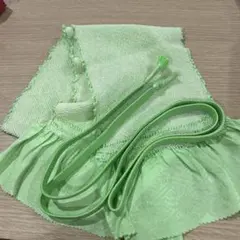 絞りの帯揚げ・帯締めセット　黄緑