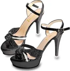 サンダル パーティー ハイヒール ピンヒール 美 (ブラック, 23.5 cm)