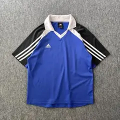 adidas　デザインシャツ　刺繍ロゴ　ワンポイント　ゲーム　万国旗　切替