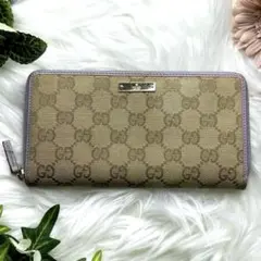 しん様専用美品✨GUCCI 長財布 GG シマ キャンバス ラウンドファスナー