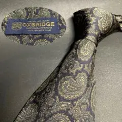 OXBRIDGE オックスブリッジ　ネクタイ　ネイビー　グリーン　ペイズリー柄
