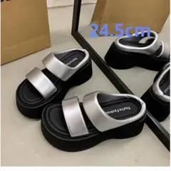 新品 24.5cm アウトドア　プラットフォームサンダル シルバー/ブラック