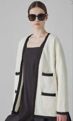 ADORE ツィードライク ニットジャケット　カーディガン　38 アイボリー