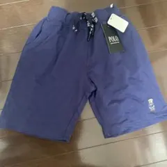 新品　polo 裏毛バックプリントハーフパンツ　ネイビー　110 綿100%
