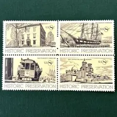 外国切手 アメリカ 史跡保存 未使用 4種田型 1971年 ヒンジ無し