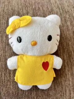 ハローキティ ぬいぐるみ 黄色い服 赤いハート リボン サンリオ 平成レトロ