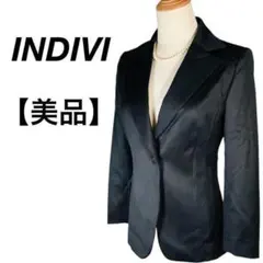 INDIVI テーラードジャケット ブラック【S】1つ釦 ビジネス フォーマル