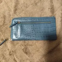 Guy Laroche 牛革 クロコ型押し 長財布 レザー ブルー カードケースのサムネイル