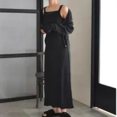 アングリッド　レイヤードテレコキャミワンピース　フリーサイズ　黒　5495
