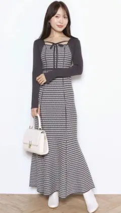 マーキュリーデュオ 2WAY千鳥ジャカードマーメイドニットワンピース