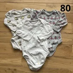 UNIQLO ユニクロ 肌着 長袖 ロンパース 3枚セット 80