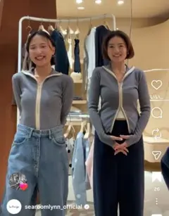 SeaRoomlynn　Double Zipバイカラートップス ヘザーグレー