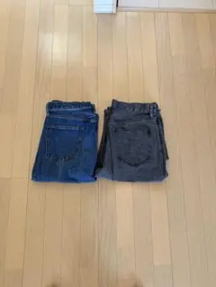 バギーデニムパンツ 2本セット ブルー ブラック