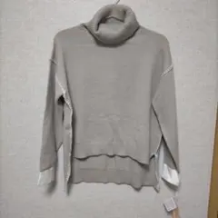 グレー タートルネック ニットセーター